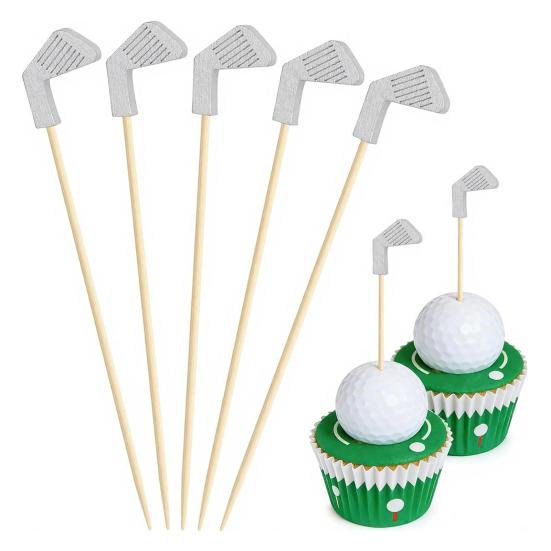 Golf Cocktail Picks 4.7 Inches Fruit Picks with Golf Club Head Top Appetizers Toothpicks for Sandwiches Burgers Cheese Olives Desserts Party Supplies