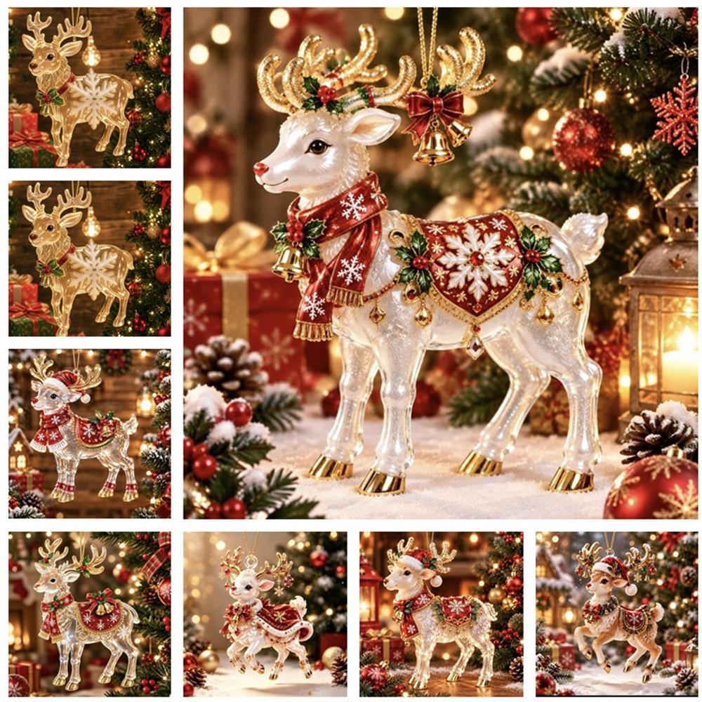 2D Acrylic Christmas Reindeer Hanging Ornament Fashion Ornament for Car Backpack Holiday Decoration For Holiday Home