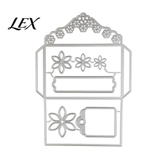 Envelope Die Cut Template Lace for Scrapbooking, Flower Metal Cutting Dies, Card Making Sharp Craft Decoupage Gift DIY Birthday Paper Supplies Tool серебряный