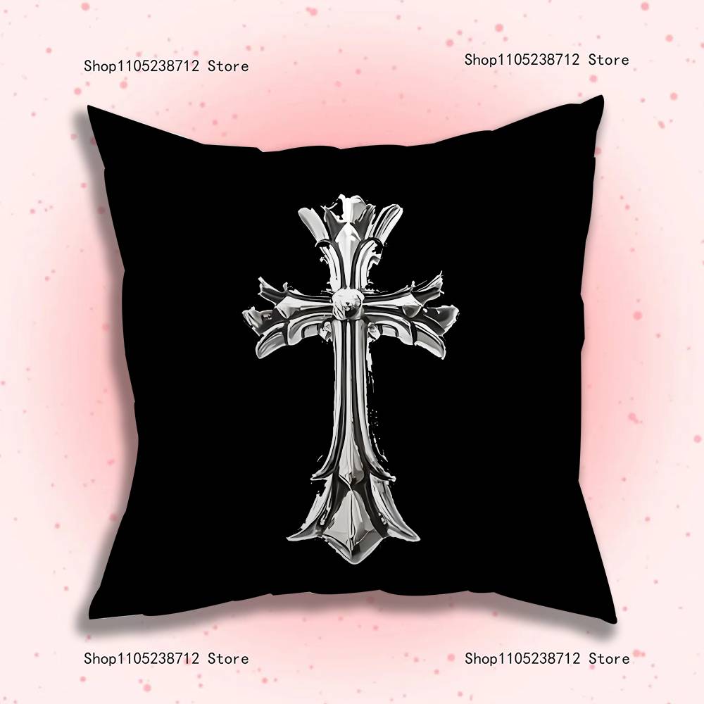 Cyber Sigil Cross Goth Pillow Covers Cartoon Sofa Decorative Home Double-Sided Printing Short Plush Cute Cushion Cover