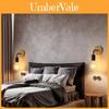 Modern Minimalist Iron Wall Lamp With Wooden Base For Bedroom Living Room Decor