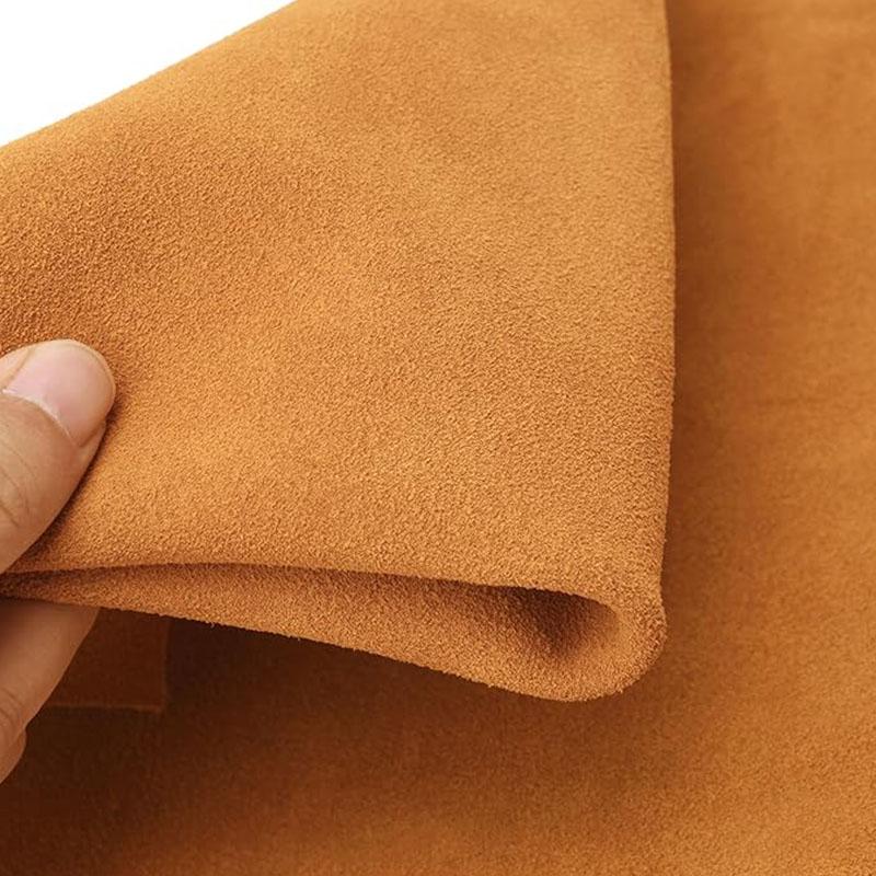 Light brown suede cowhide split leather, 1.5mm tan nubuck soft cowhide for snow boots, clothing repair, double-faced suede leath