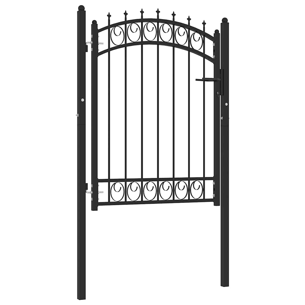 Fence Gate EMMEN with Spikes Steel 103 x 109.5 cm Black