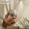 60ml Ru Kiln Ink Bamboo Tea Cup Boutique Gracked Glaze Master Cup Small Tasting Mug Tea Bowl Tea Pair Meditation Cup Teaware 1pc