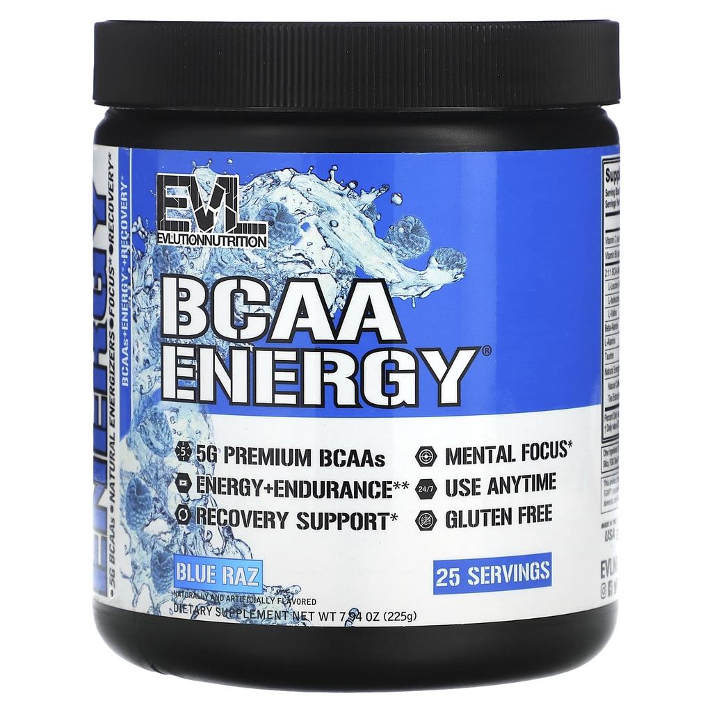 EVLution Nutrition BCAA Energy, Blue Raz, 7.94 Oz (225 G)
