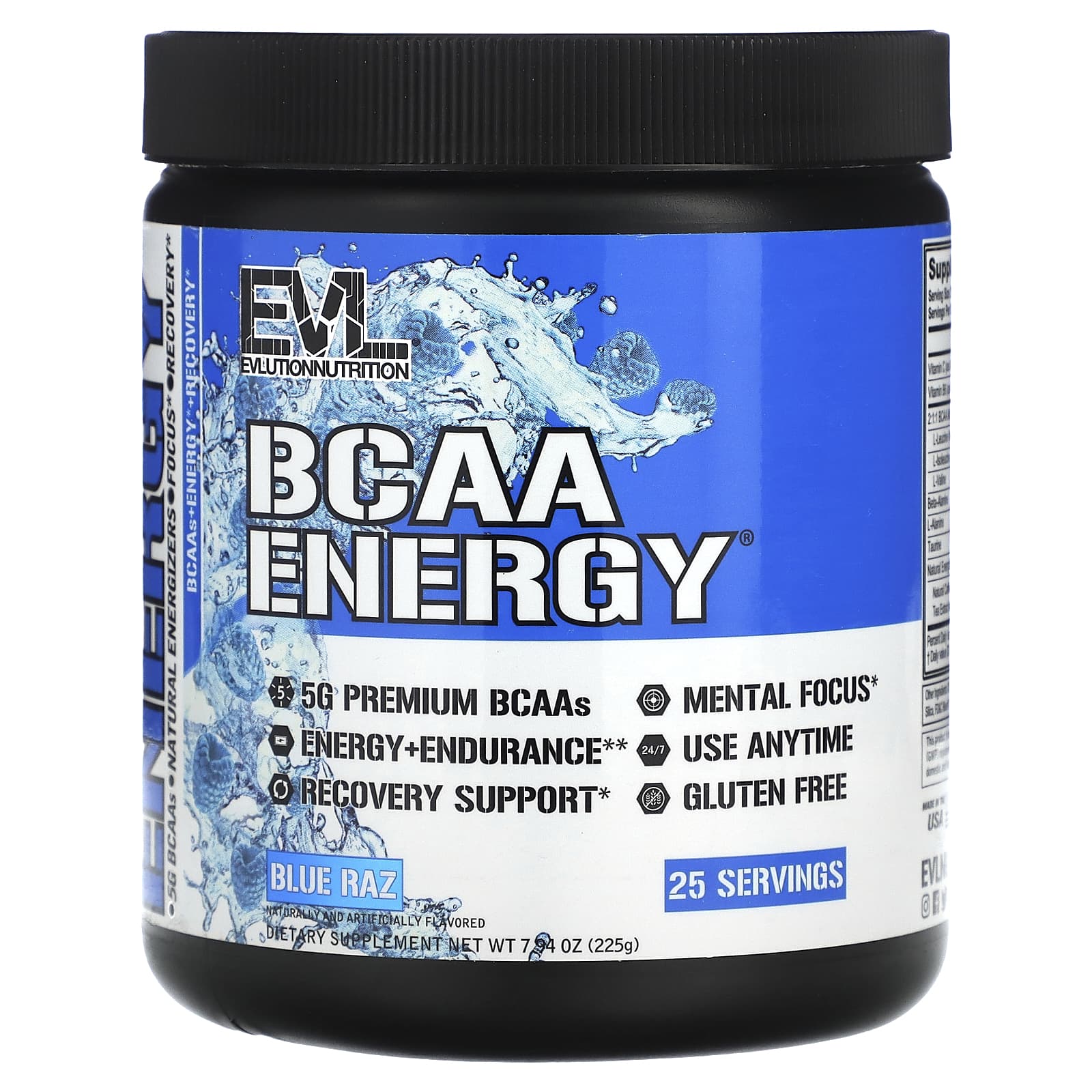 

EVLution Nutrition, BCAA Energy, Blue Raz, 7.94 oz (225 g)