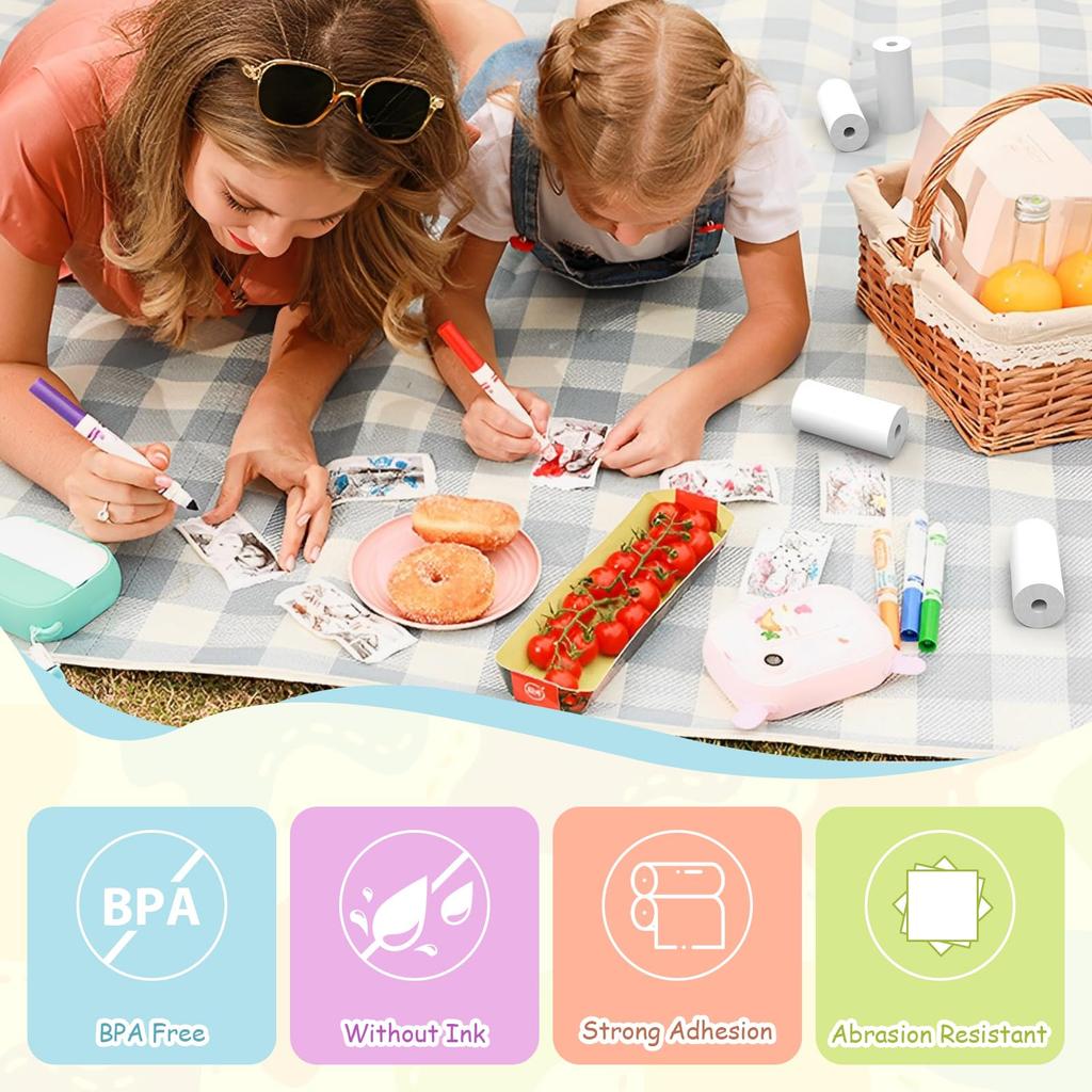 Thermal Paper Rolls 20 Pack for Kids Instant Camera 22.5x11.8cm Blank Photo Printer Paper with HD Print Compatible with Children Print Camera Crea