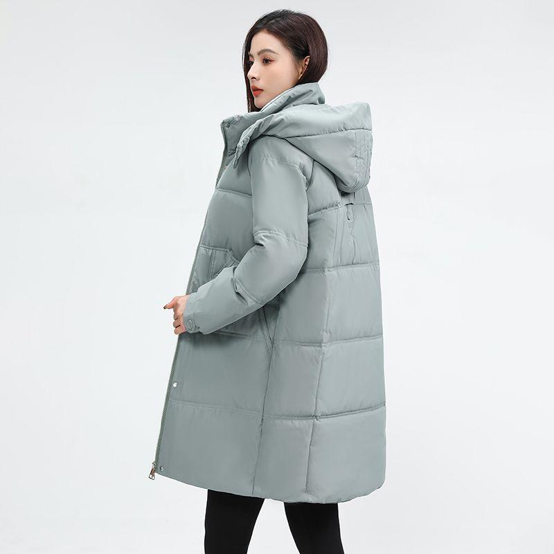Cotton-padded Women's Medium and Long Hooded Versatile Fashion Middle-aged and Young People's Tops Thickened Warm Jackets Down Cotton-padded Clothes