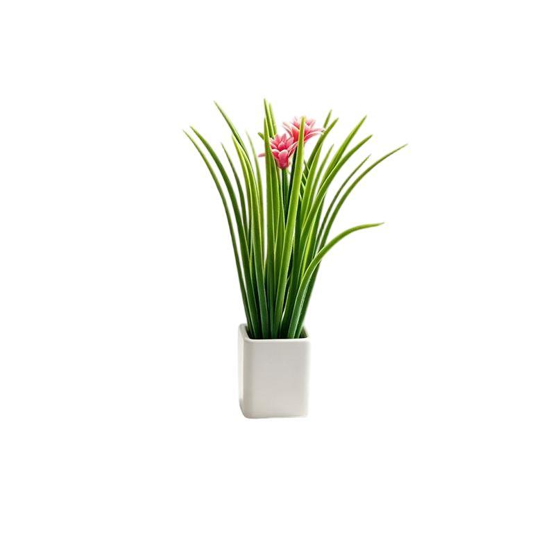 Artificial Mini Onion Grass Potted Plant Fake Green Plant With Pot No Watering Desktop Ornament For Home Office Table Decor