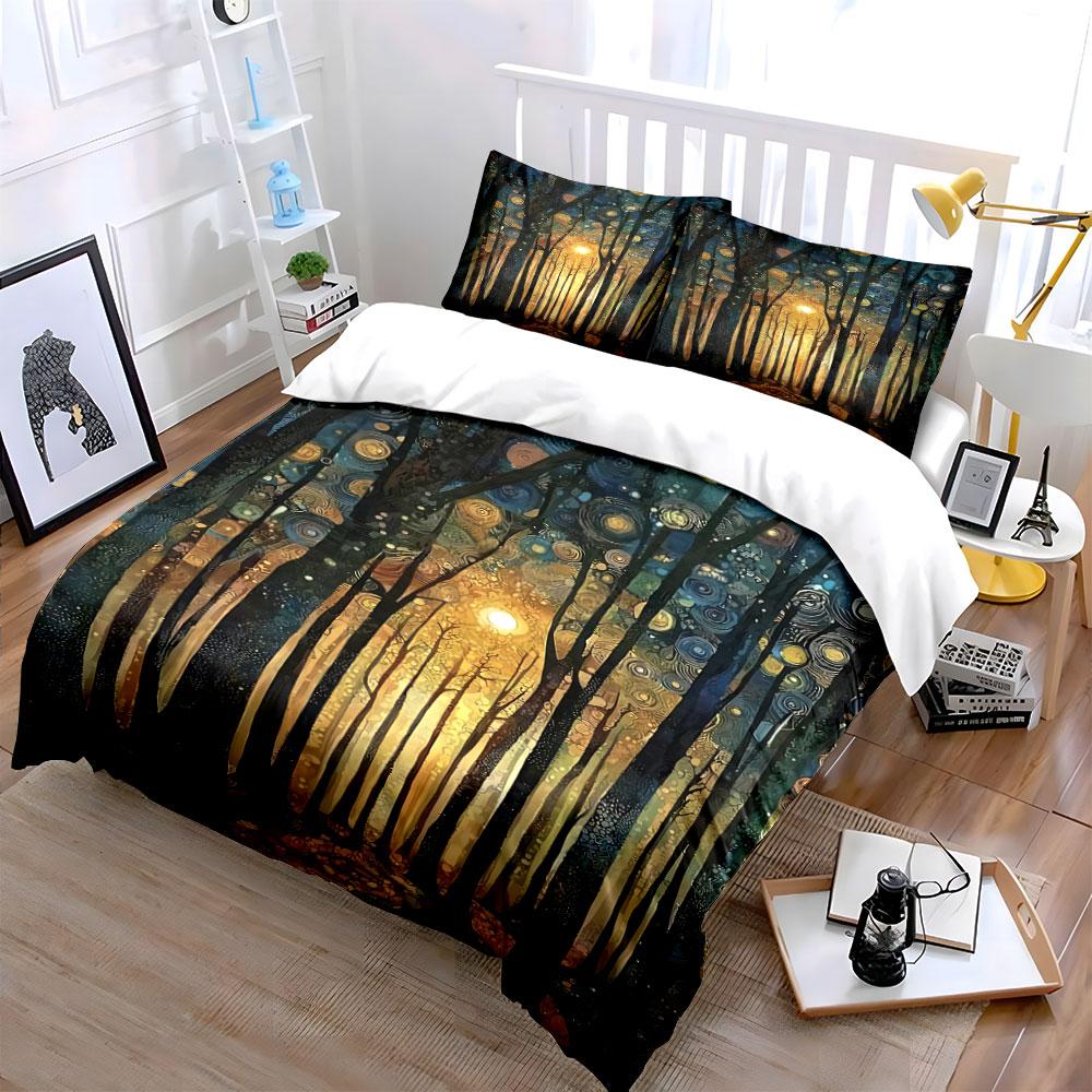 Glowing Forest with Swirls. Bedding Sets Duvet Cover Sets Duvet Covers Pillowcases(1 * Duvet Cover 2 * Pillowcases, Without Duvet Insert)