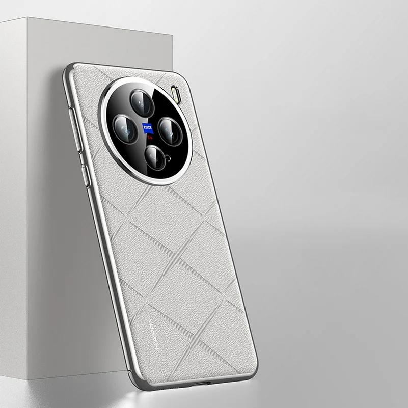 

Роскошный кожаный чехол с рамкой для VIVO X200 Pro Mini X100 Ultra 100S Pro Защита камеры противоударный жесткий бампер для Vivo X 200Pro X100 S VIVO X100 pro белый