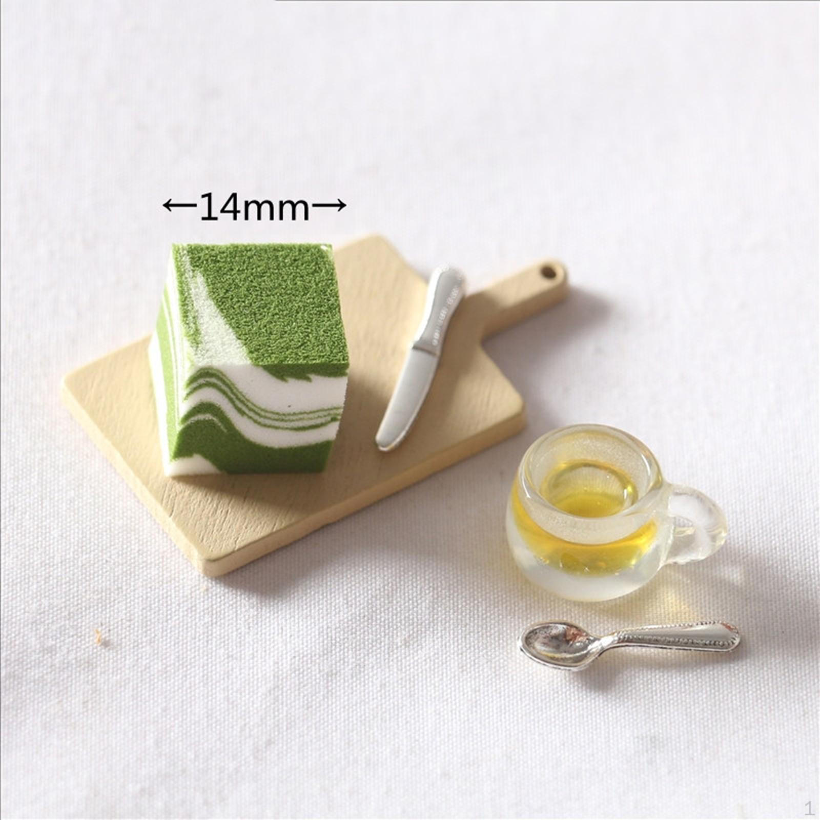 Dollhouse Miniature Cake Food Dessert Models, Pastry Accessories Ornaments DIY Pou House Green Tea
