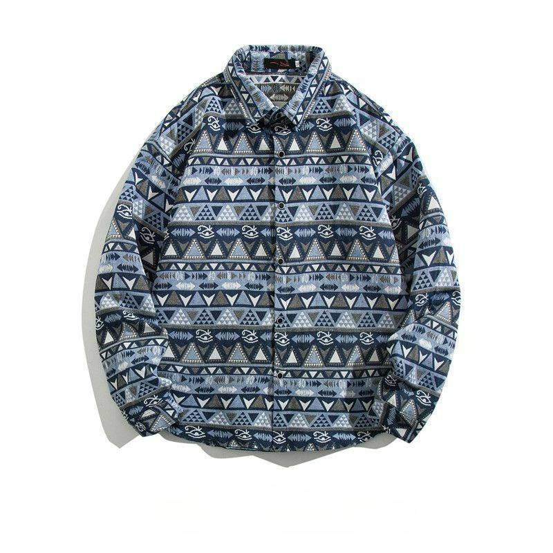Shirt Men's Loose Autumn and Winter Models Retro Ethnic Style Couple Long-sleeved Shirt Jacket