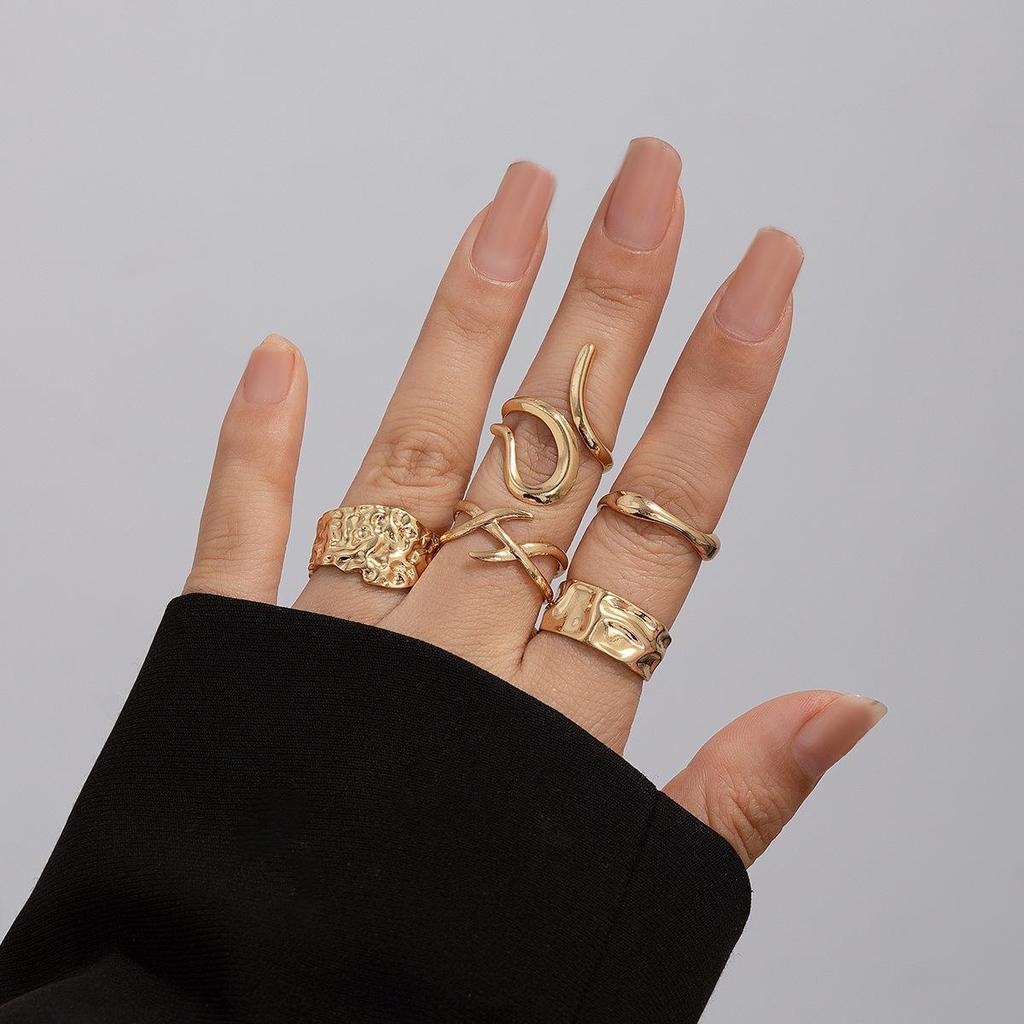 Retro Punk Exaggerated Open Finger Rings for Women Men Geometric Gold Silver Color Knuckle Joint Ring Set 2025 New Jewelry Accessories