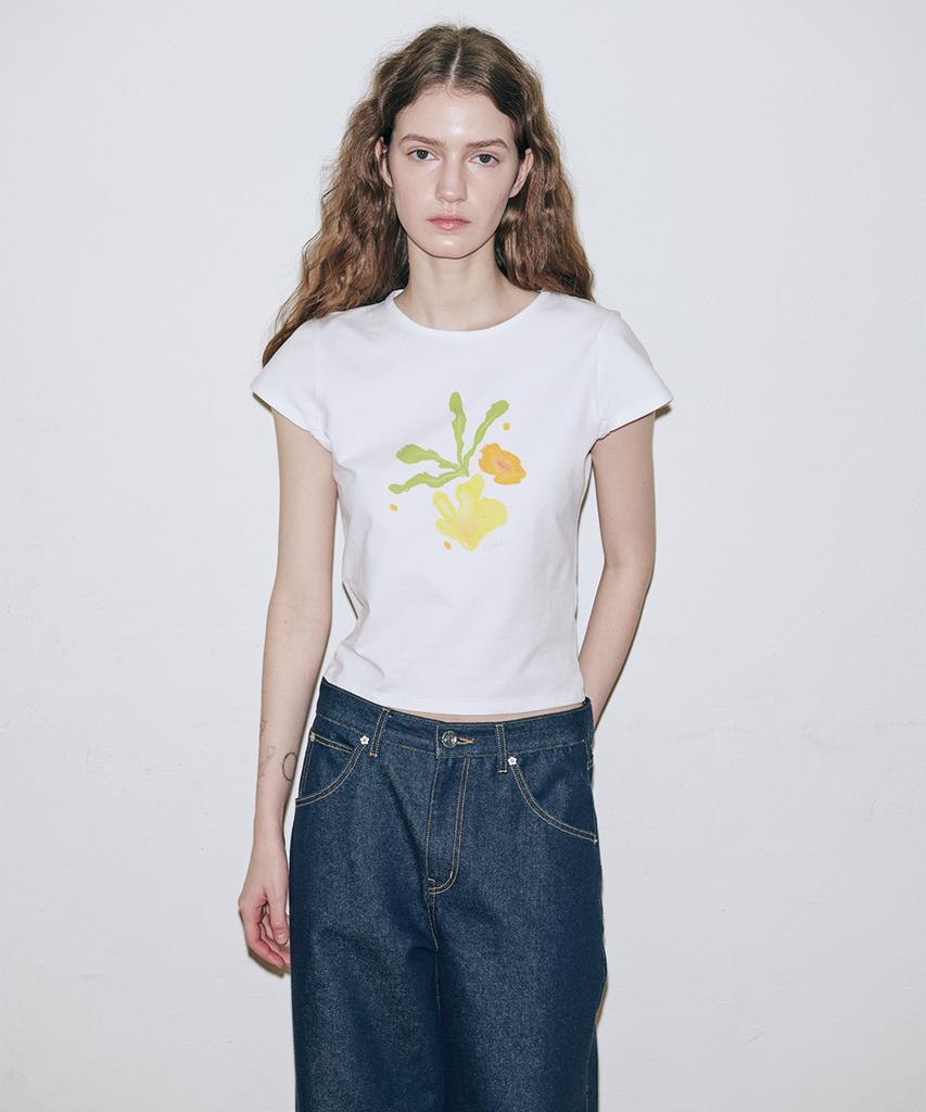 SINOON Sn Yellow Blossom T-Shirt (White)