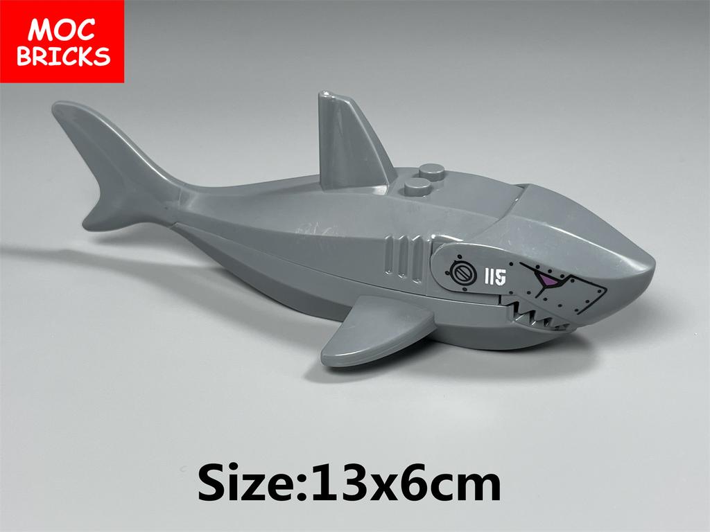 MOC Bricks Pirate Shark Caribbean Ocean Animal 13cm 8cm Assembled Educational Building Blocks DIY Kids Toys Gifts