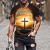 T-shirt Estive con Stampa 3D Croce di Gesù Cristo Uomo Donna Moda Casual Streetwear Oversize Girocollo T-Shirt per Bambini Top Abbigliamento