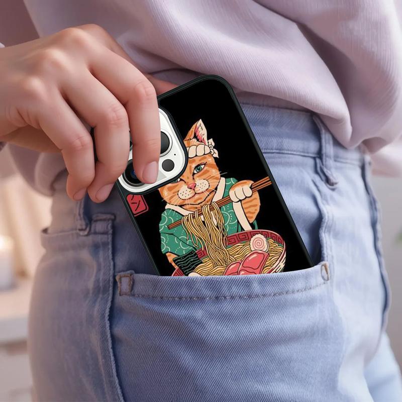 Japanese Style Ukiyo-e Cat Art Phone Case For iPhone 17 Air 15 16e 14 13 Pro Max Coque 12 11 Pro Max PLUS Cover