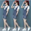 Damen Sommer Chic Zweiteiler Set 2025: Denim Latzhose mit Trägern & Kurzarm-T-Shirt, Trendiger Koreanischer Stil