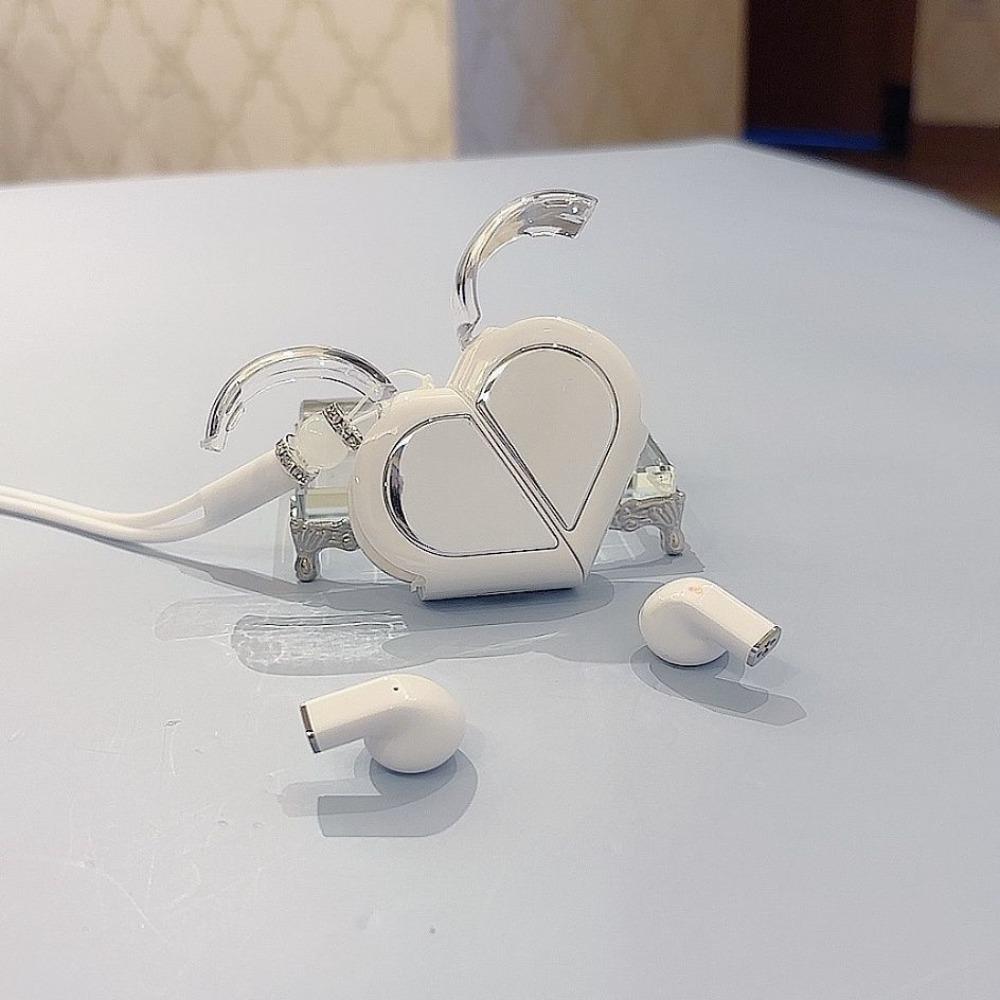Low Latency Rotatable Bluetooth Earphones Stereo Bass Heart Shape Headphones Women