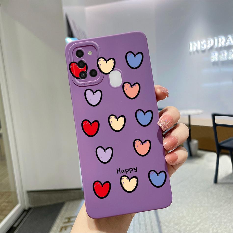 For Samsung Galaxy A21s Case Purple Lavender Flower Camera Protector Soft Phone Cover For Samsung A21s 6.5" SM-A217F A 21 s Case