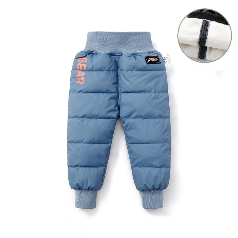 

Детские стеганые зимние брюки, бархатные, пуховые, хлопковые брюки для осени и зимы, уличная одежда для мальчиков и девочек 90cm синий