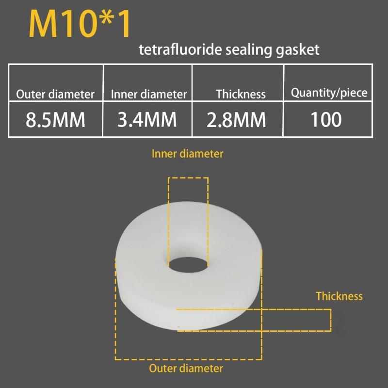 10/100Pcs Pneumatics M8 M10 M12 Air Seal Washer Ptfe O-Ring Gasket Washer For High Pressure Diving Mountaineering Parts