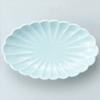 Utsuwa Roan Seto Ware Oval Plate, 7 Inches (approx. 22 X 12 Cm), Chrysanthemum Design, Sky Blue, Made In Japan