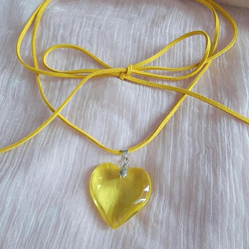 Large Heart Necklace Crystal Heart Pendant Clavicle Chain Romantics Heart Choker Anniversaries Gift for Women Girl Teen