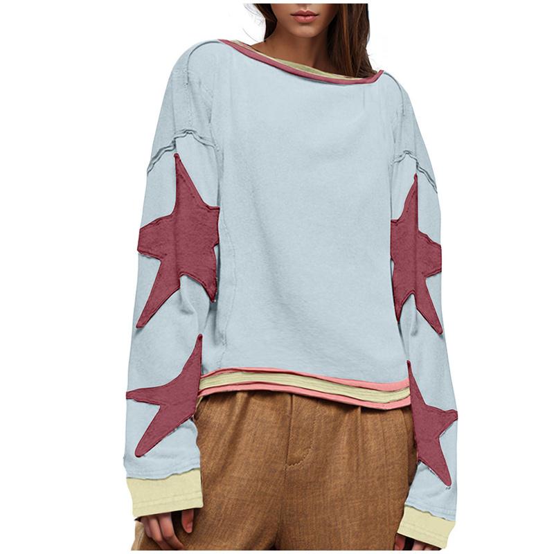 Oversized Graphic Sweatshirt for Women Fashion Long Sleeve Drop Shoulder O-neck Shirt Vintage Sweatshirt