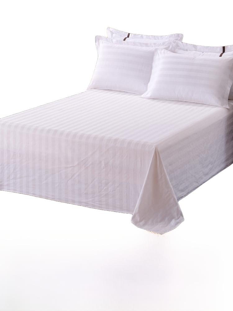 Hotelbettwäsche Weiß Gewaschene Baumwolle Satinstreifen Kissenbezüge Kosmetikstudio Massagesalon Wohnheim Bettlaken Qualitätssicherung