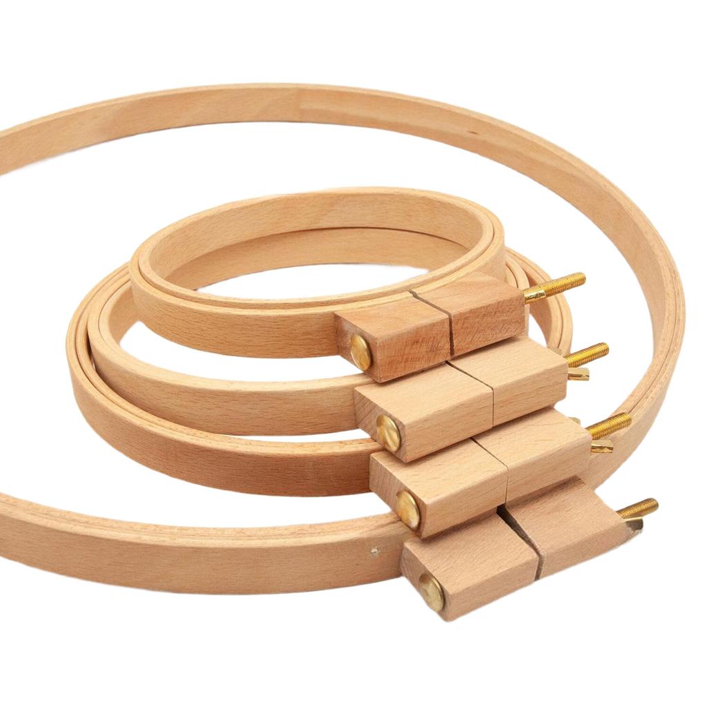 Round Wood Stitching Hoop Spring Clip Round Embroidery Hoop Stitching Embroidery Frame for Embroidery Sewing Stitching