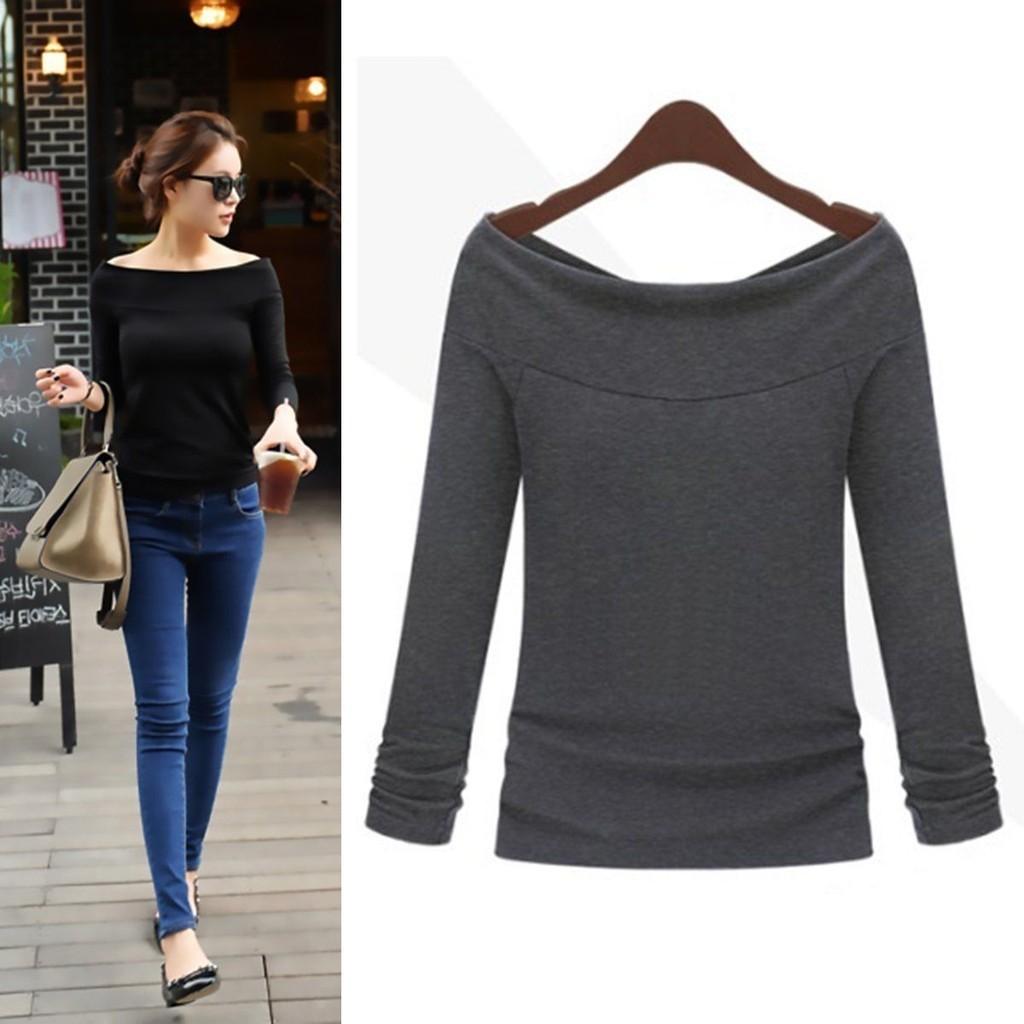 Fashion Women Ladies Casual Cotton Blend Pullover Long Sleeve Loose Tops Tee Blouse For Comfortable Everyday Wear