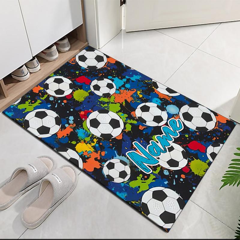Custom Name Soccer Printed Carpet, for Office Chair Living Room Bedroom Kitchen Room Decor Gifts.