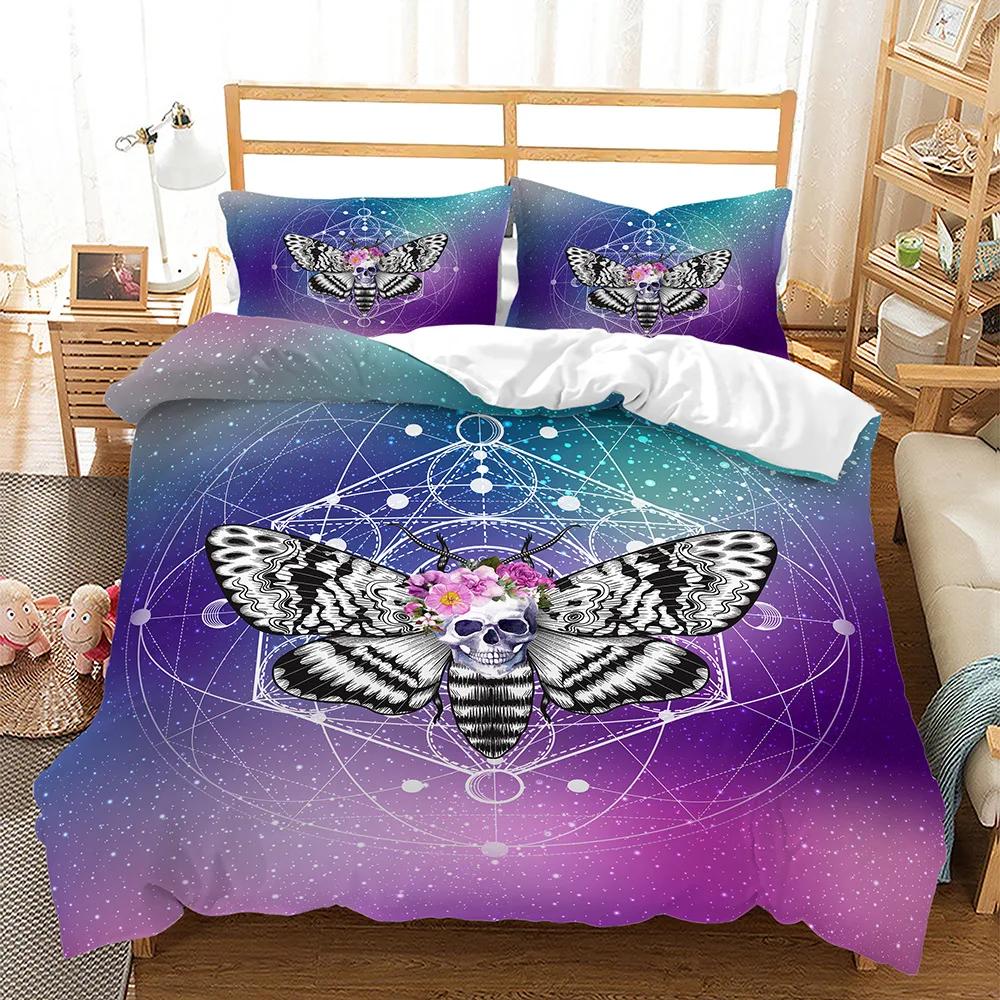 Blue Butterfly Duvet Cover Set For Girls Purple Galaxy Bedding Set Full SizeUniverse Comforter Cover Starry Sky Quilt Cover Set