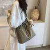 Women's Solid Color Tote Bag Wide Shoulder Strap Shoulder Bag Crossbody Bag