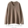 Women's V-Neck Cashmere Blend Pullover: Cozy Cable Knit Sweater for Autumn/Winter