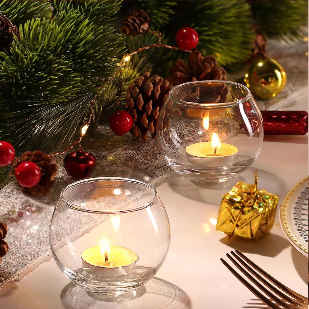 Glass Tealight Candle Holder Round Clear Votive Candle Holders for table decor Candle Holders Bulk for Wedding Decor and Home