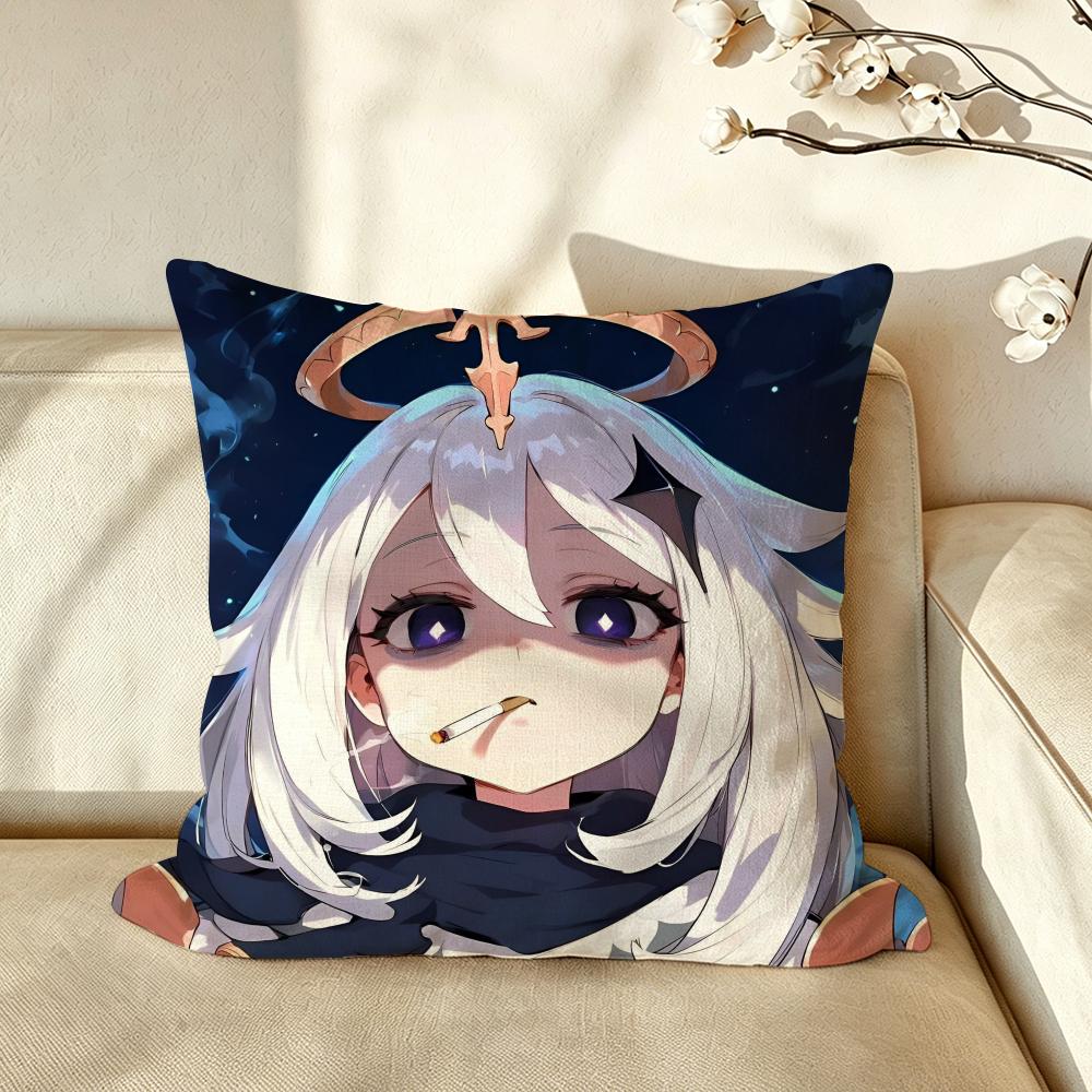 Game GGenshinIImpact Cushion Cover Pillow Case Antidustmite Pillowcase Silky Short Plush Sofa Cushion Cover hot