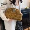 Bolso de Mano de Paja Natural Bolso Grande Tejido para Mujer