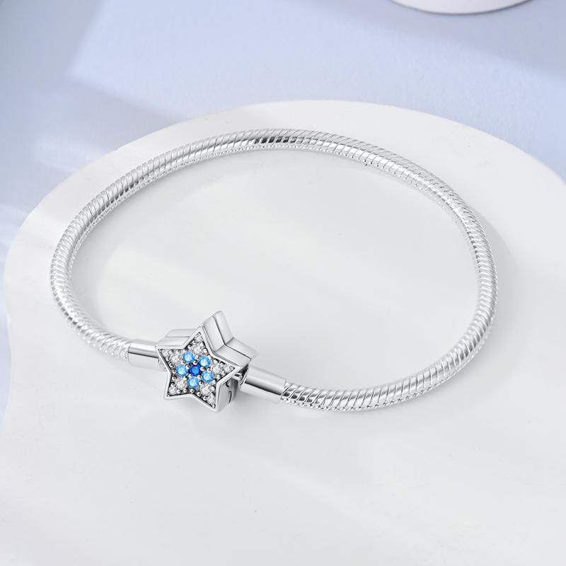 925 Silver Bracelet Heart Perfume Colorful Zircon Clasp Snake Chain Fit Original Charms DIY Jewelry