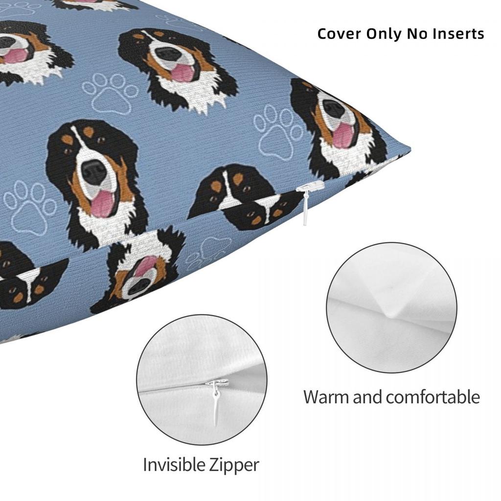 Bernese Mountain Dog Patternblue Square Pillowcase Cushion Cover Pillow Case Throw Pillow Cover for Home Sofa Living Room