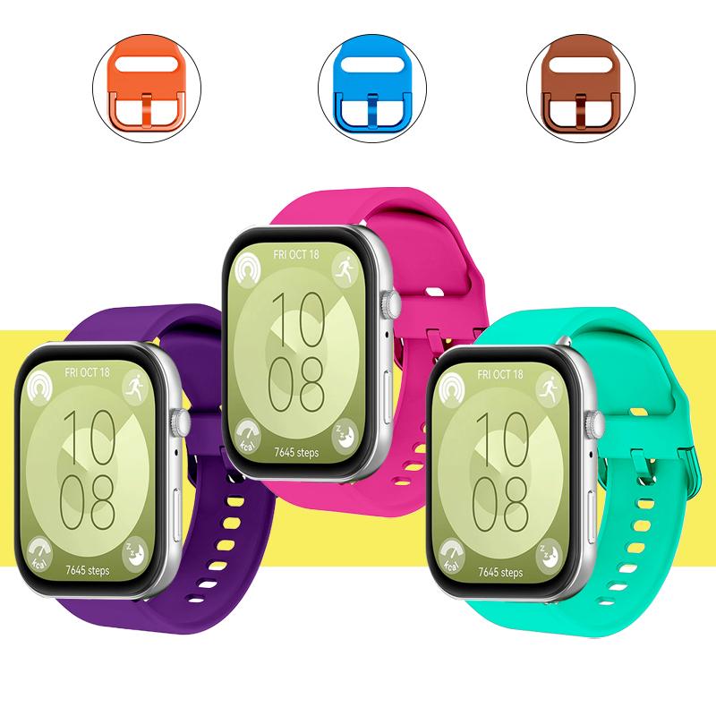 Compatible with Huawei Watch Fit3 Coloful Buckle Band Soft and Breathable Watch Replacement Strap Correa for Huawei Fit4 Fit4Pro