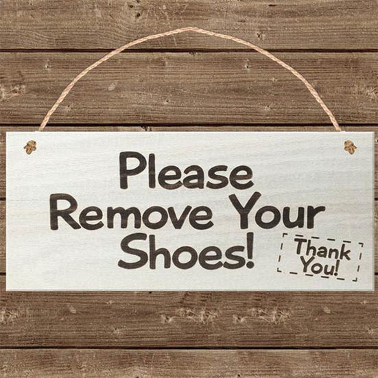 Wooden Plaque Decorative Creative with Hanging Rope Please Remove Your Shoes Hanging Plaque for Home