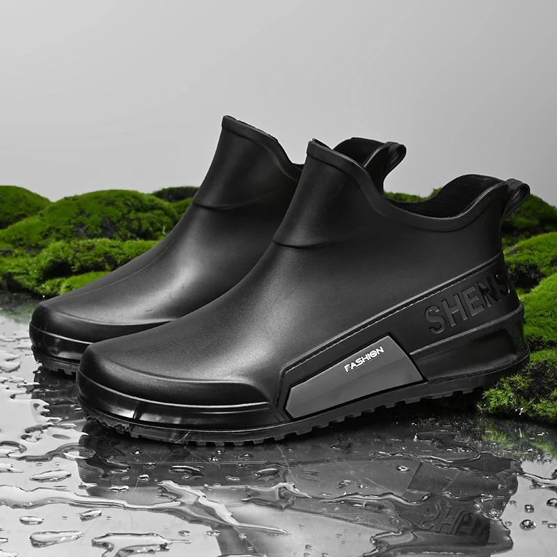 Fashion New Winter Men Cotton Rain Boots Waterproof Rubber Ankle Boot Outdoor Casual Mans Fishing Shoe Hiking Couple's Shoes Main Push