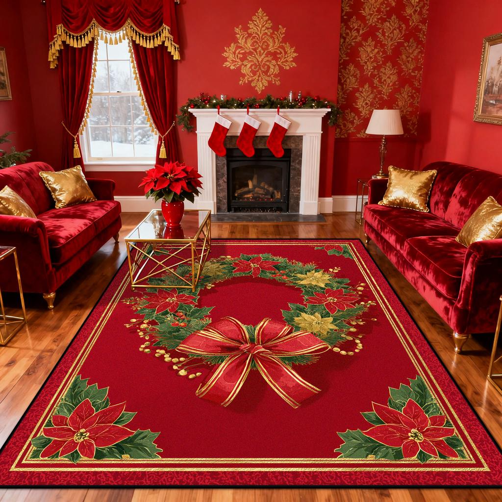 Gorgeous Red Carpet Living Room Large Area Decoration Sofa Area Rugs for Bedroom Cloakroom Non-slip Floor Mats Christmas Gift