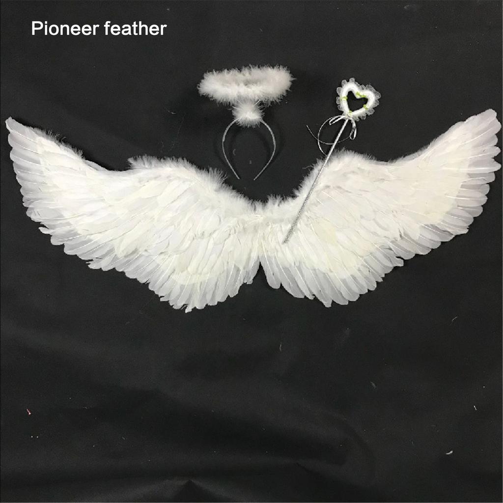 Angel Wings Feather Wings with Elastic Straps Adjustable Halloween Costume Wings for Women Girls Cosplay Fairy Wings