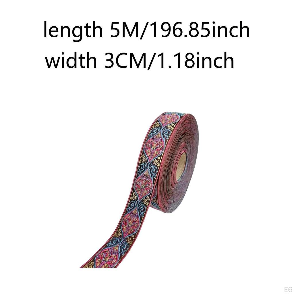 5 M Jacquard Ribbon Fabric Embellishment for Home Decor Table Runners Pillowcases Sewing