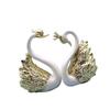 2Pcs Swan Cake Decoration Plastic Sculpture Golden Crown Swan Desktop Ornament Creative Car Decoration for Party Cake