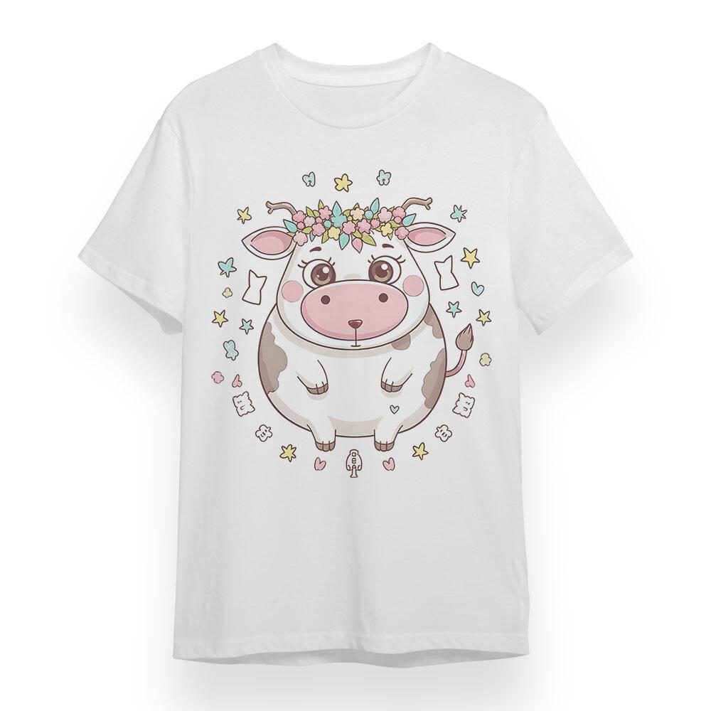 

Women s Oversized T-shirt With Cute Cow Graphic Unisex White 100% Cotton Tee 4XL